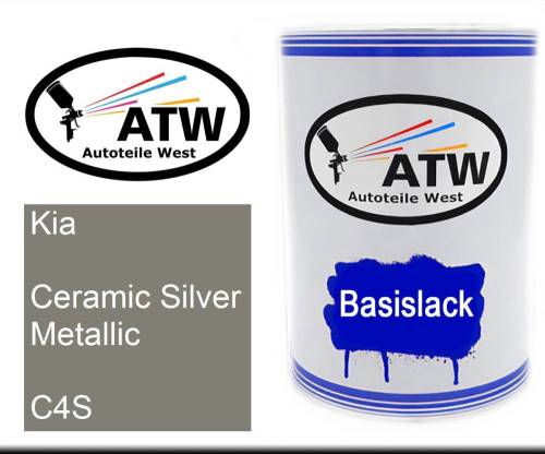 Kia, Ceramic Silver Metallic, C4S: 500ml Lackdose, von ATW Autoteile West.